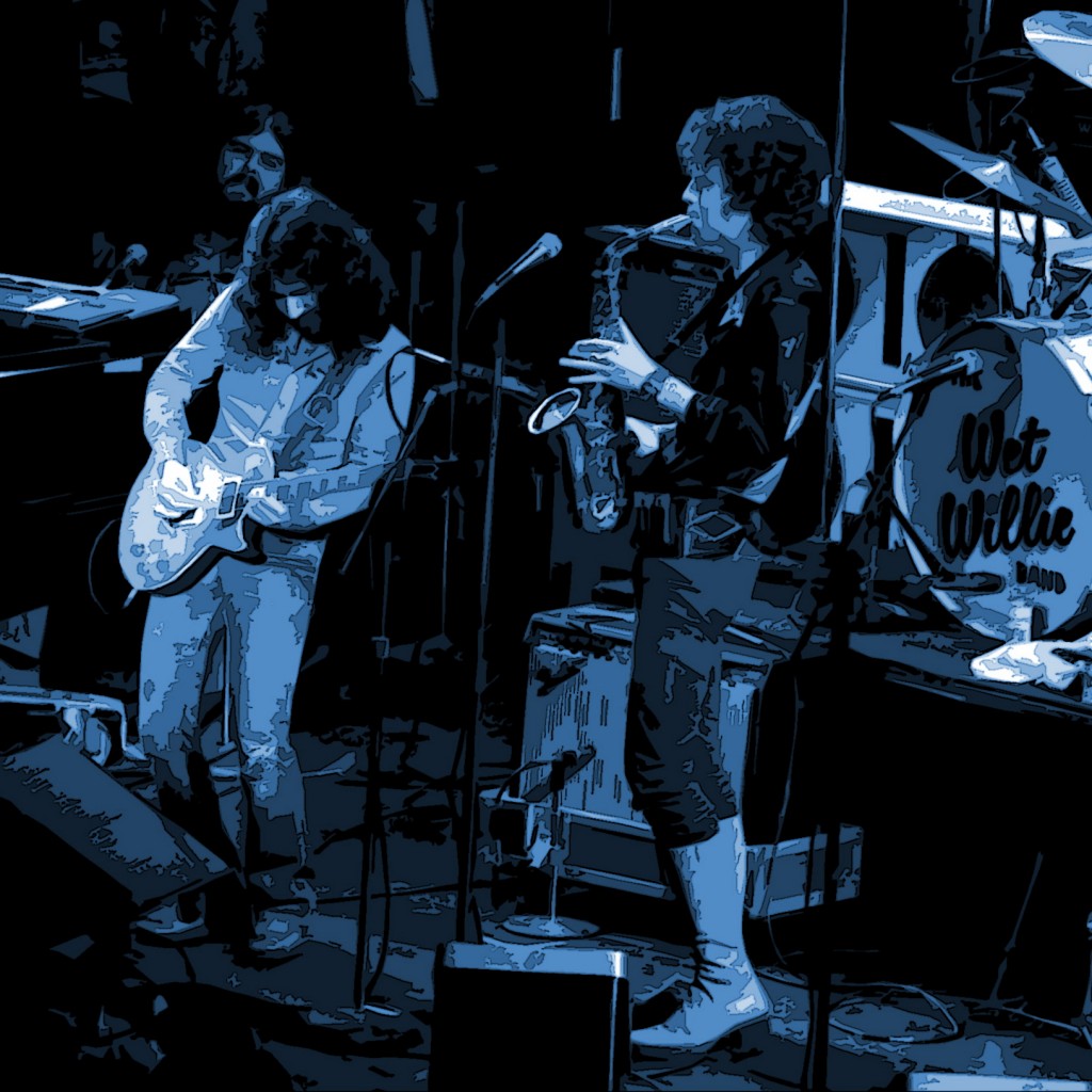 RICKY HIRSCH AND JIMMY HALL OF WET WILLIE ON STAGE AT WINTERLAND ON 4-17-76. PHOTO BY BEN UPHAM. MAGICAL MOMENT PHOTOS.