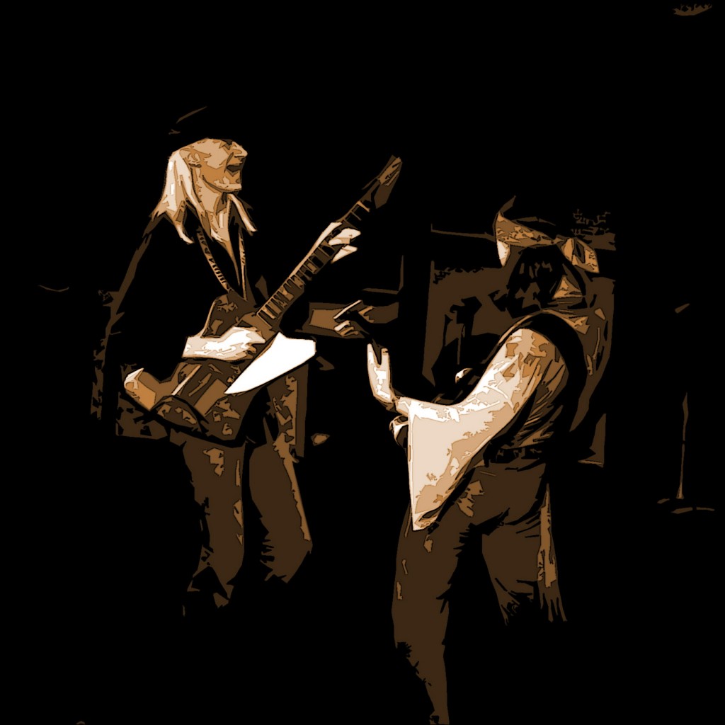 JOHNNY WINTER AND FLOYD RADFORD AT WINTERLAND ON APRIL 30, 1976. PHOTO BY BEN UPHAM. MAGICAL MOMENT PHOTOS.